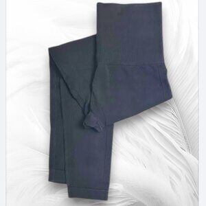 HOMMA Black High Waist Stretch Leggings with Textured Panels